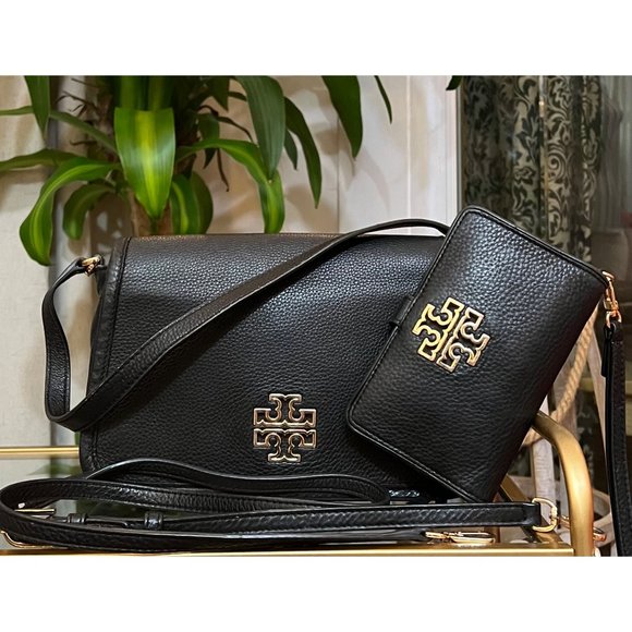 Tory Burch Handbags - ♦️♦️ AUTHENTIC TORY BURCH BLACK BRITTEN HANDBAG AND WALLET SET